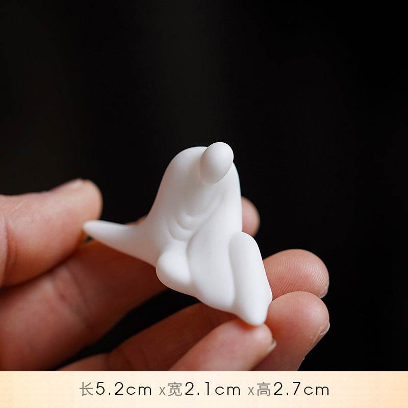 White Ceramic Zen Figurine Ornament - Gandhanra-ART