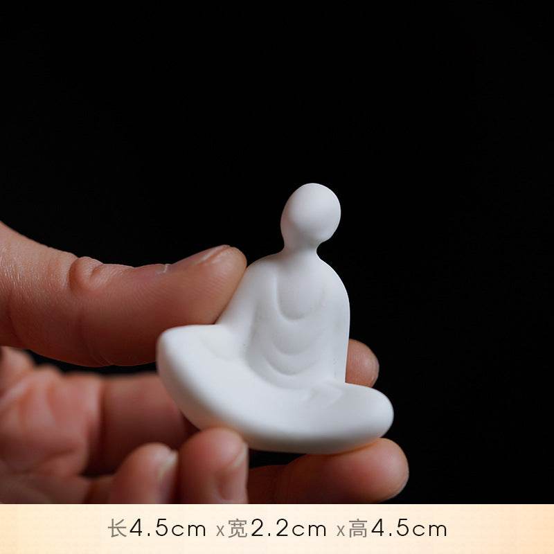 White Ceramic Zen Figurine Ornament - Gandhanra-ART