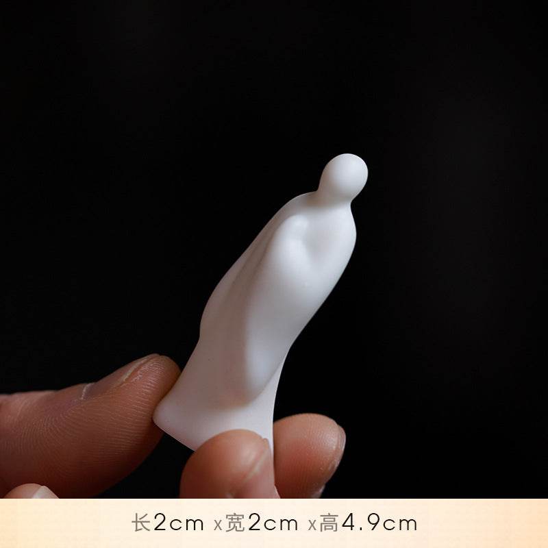 White Ceramic Zen Figurine Ornament - Gandhanra-ART