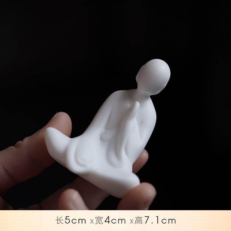 White Ceramic Zen Figurine Ornament - Gandhanra-ART