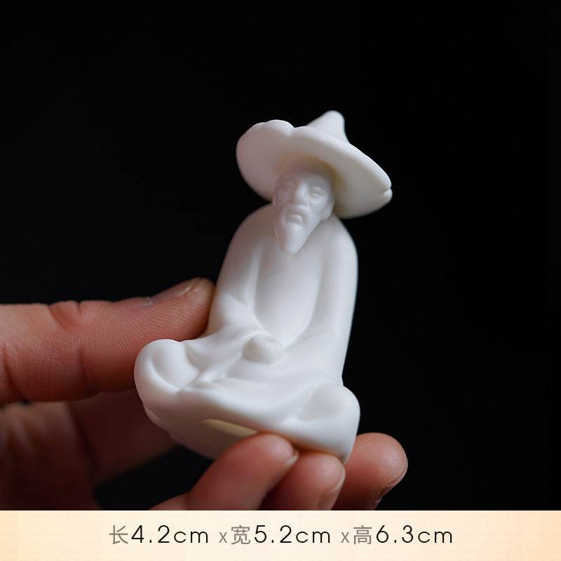 White Ceramic Zen Figurine Ornament - Gandhanra-ART