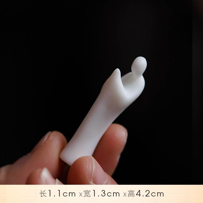 White Ceramic Zen Figurine Ornament - Gandhanra-ART