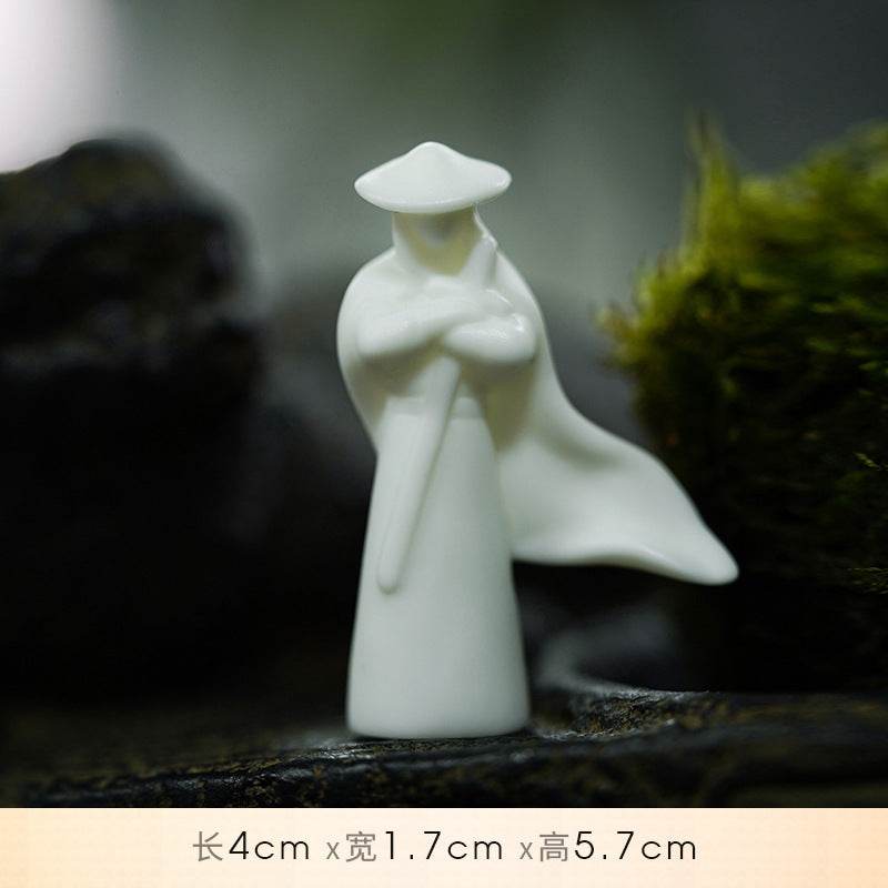 White Ceramic Zen Figurine Ornament - Gandhanra-ART
