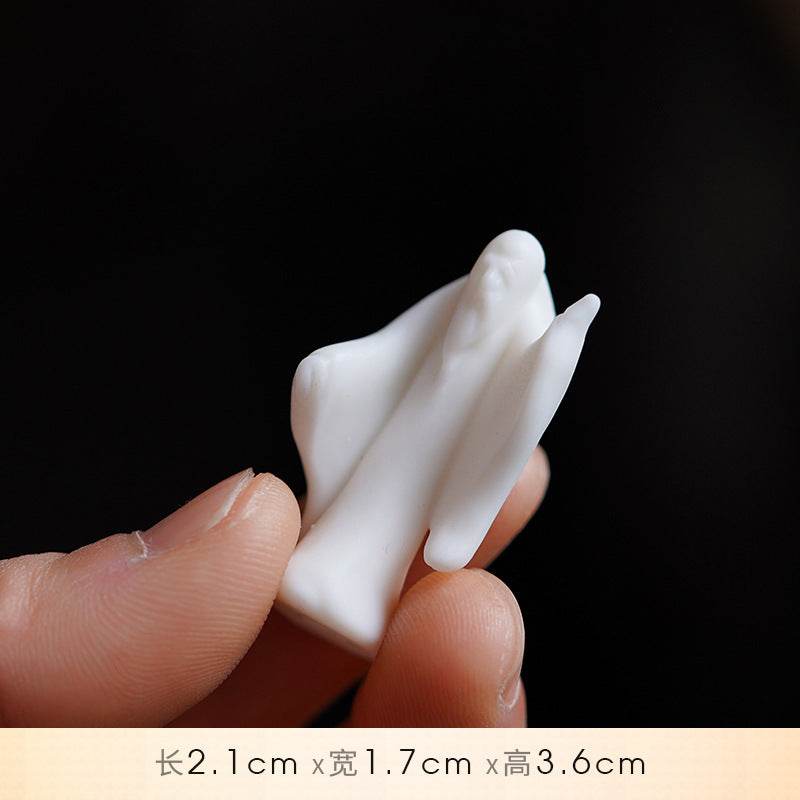 White Ceramic Zen Figurine Ornament - Gandhanra-ART