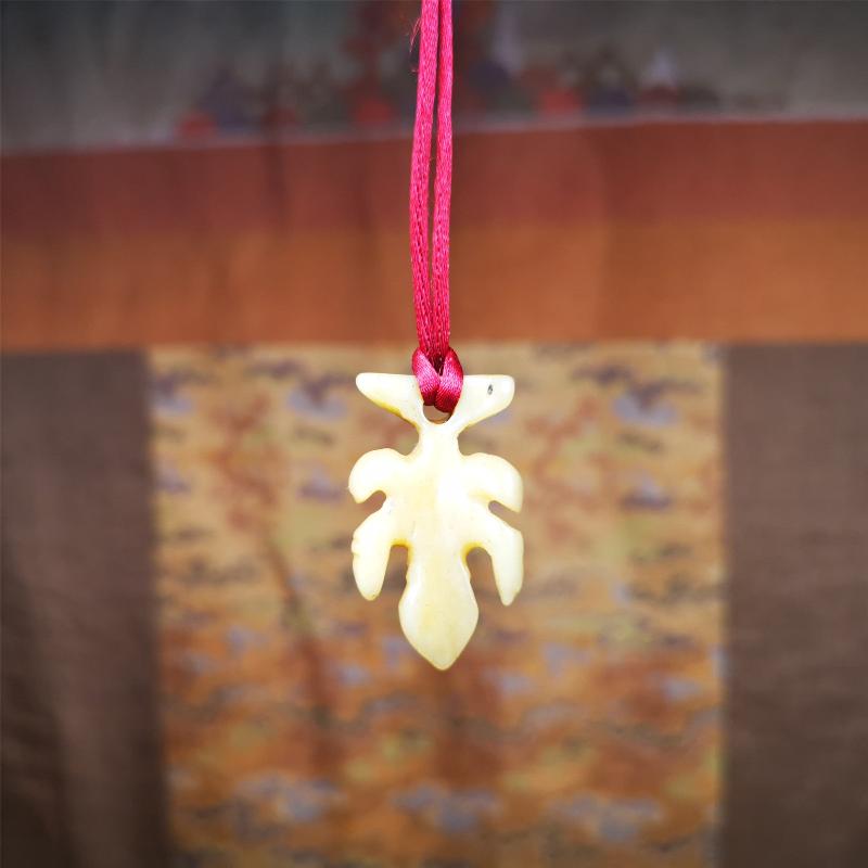 Tibetan Amulet,Yak Bone Carved Scorpion Guru of Padmasambhava, 1.2"