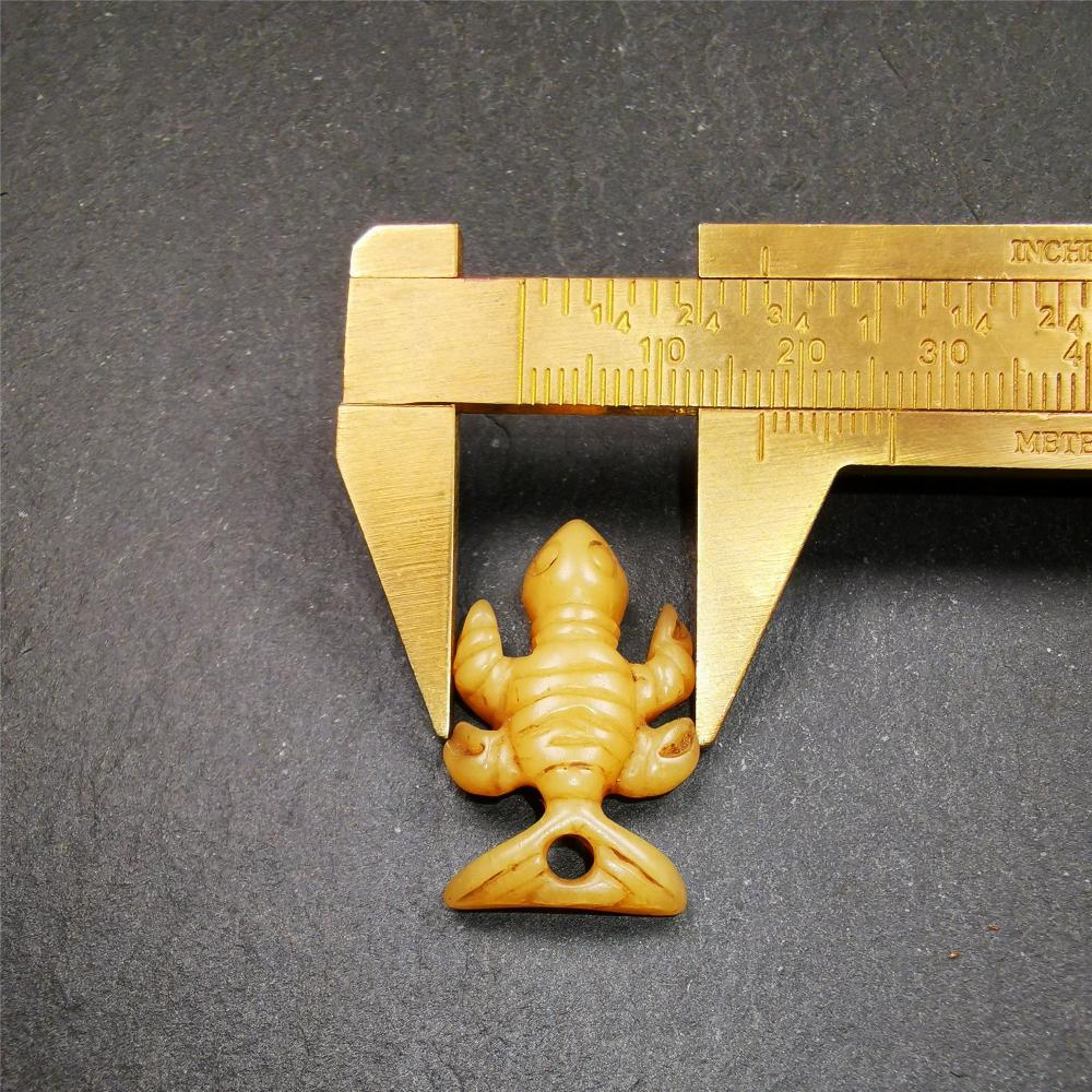 Tibetan Amulet,Yak Bone Carved Scorpion Guru of Padmasambhava, 1.2"