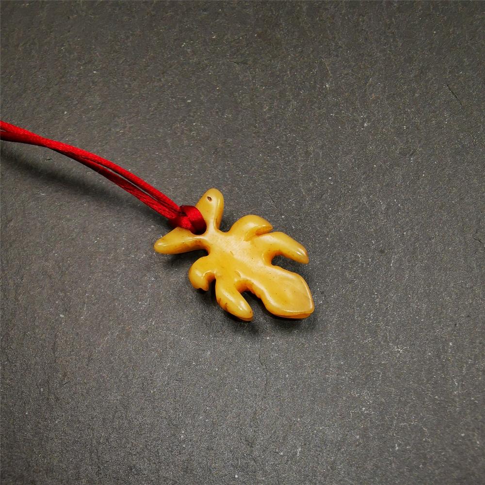 Tibetan Amulet,Yak Bone Carved Scorpion Guru of Padmasambhava, 1.2"