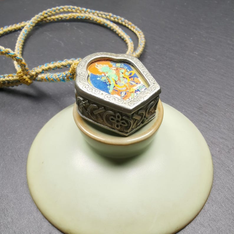 Tibetan Buddhist Gau Box Amulet, Green Tara Ghau Shrine, Altar Pendant