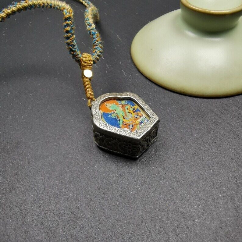 Tibetan Buddhist Gau Box Amulet, Green Tara Ghau Shrine, Altar Pendant