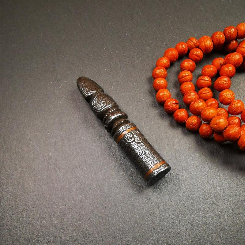 Tibetan Seal Amulet, Shankha(Divine hConch)Symbol of Buddhist, 2.76"