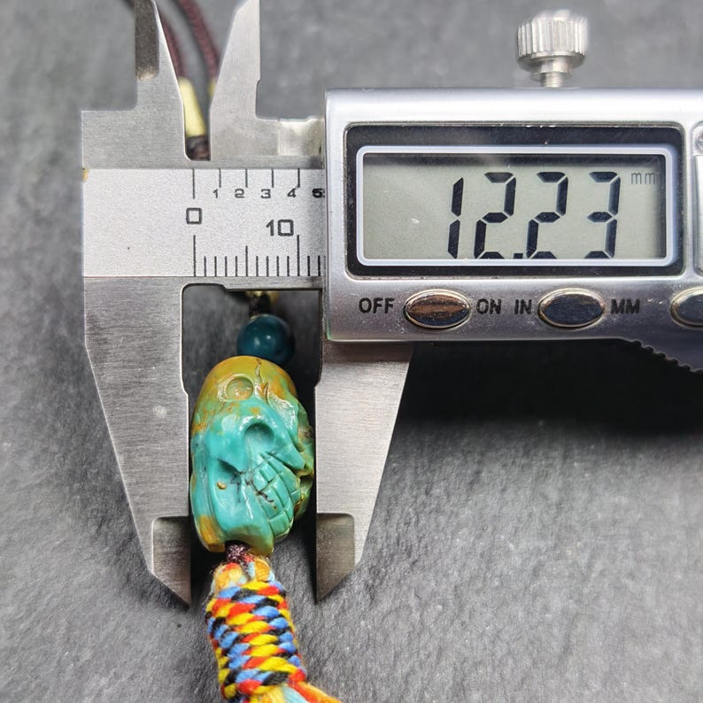 Turquoise Citipati Skull Pendant - Authentic Tibetan Amulet - Protective Charm - Decades Old - 20mm × 17mm