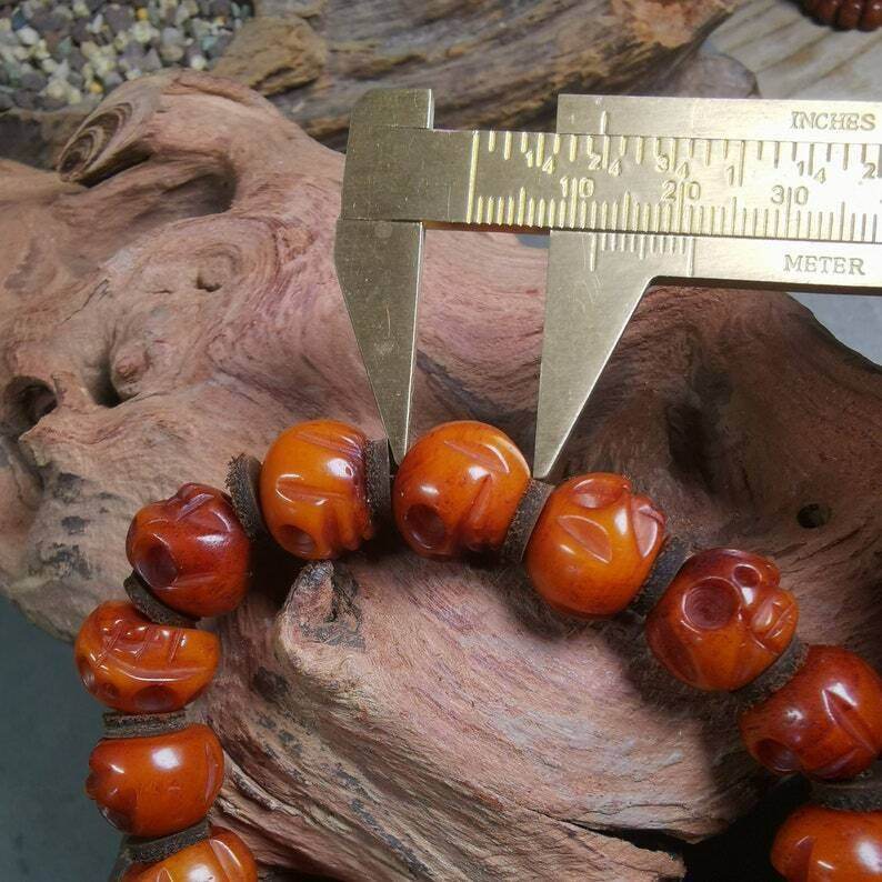 Wrist Mala Bracelet,10mm Skull - Gandhanra-ART