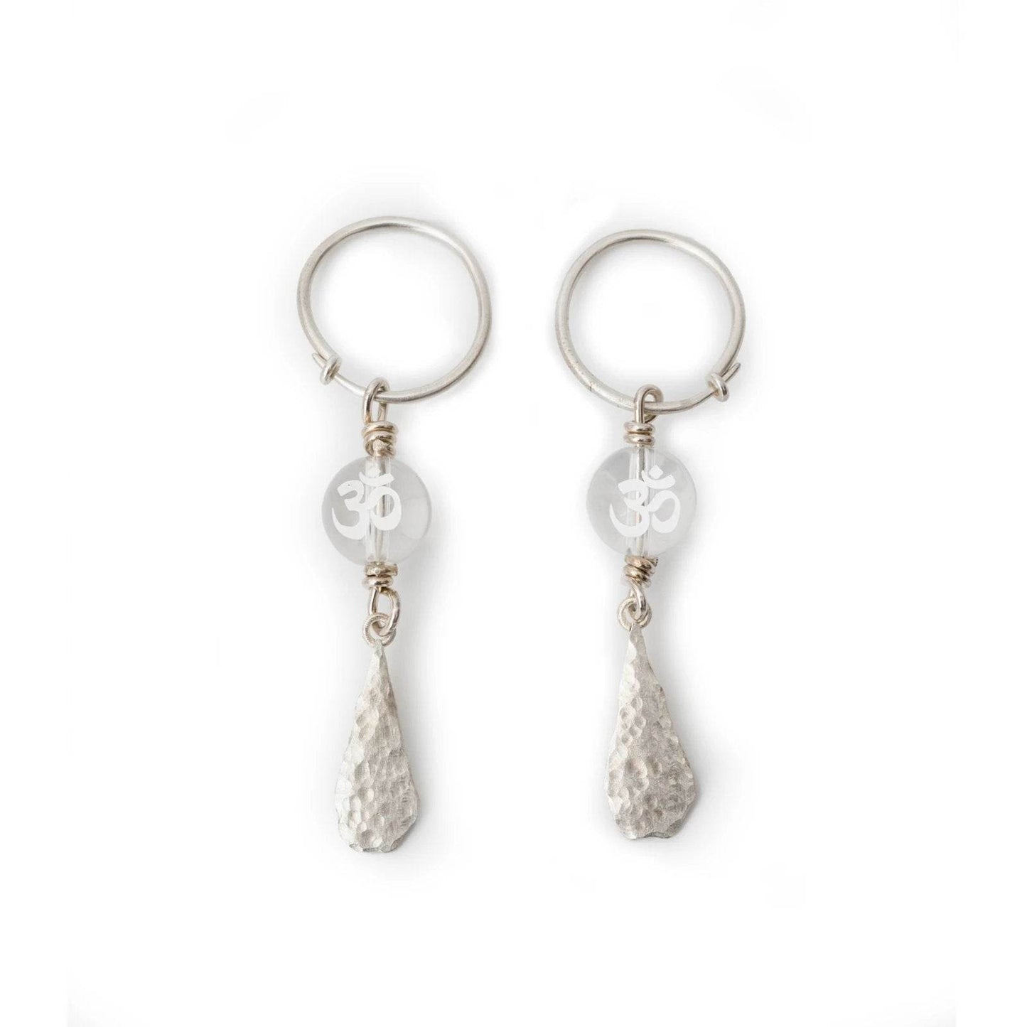 Om Symbol White Crystal Earring - Gandhanra-ART
