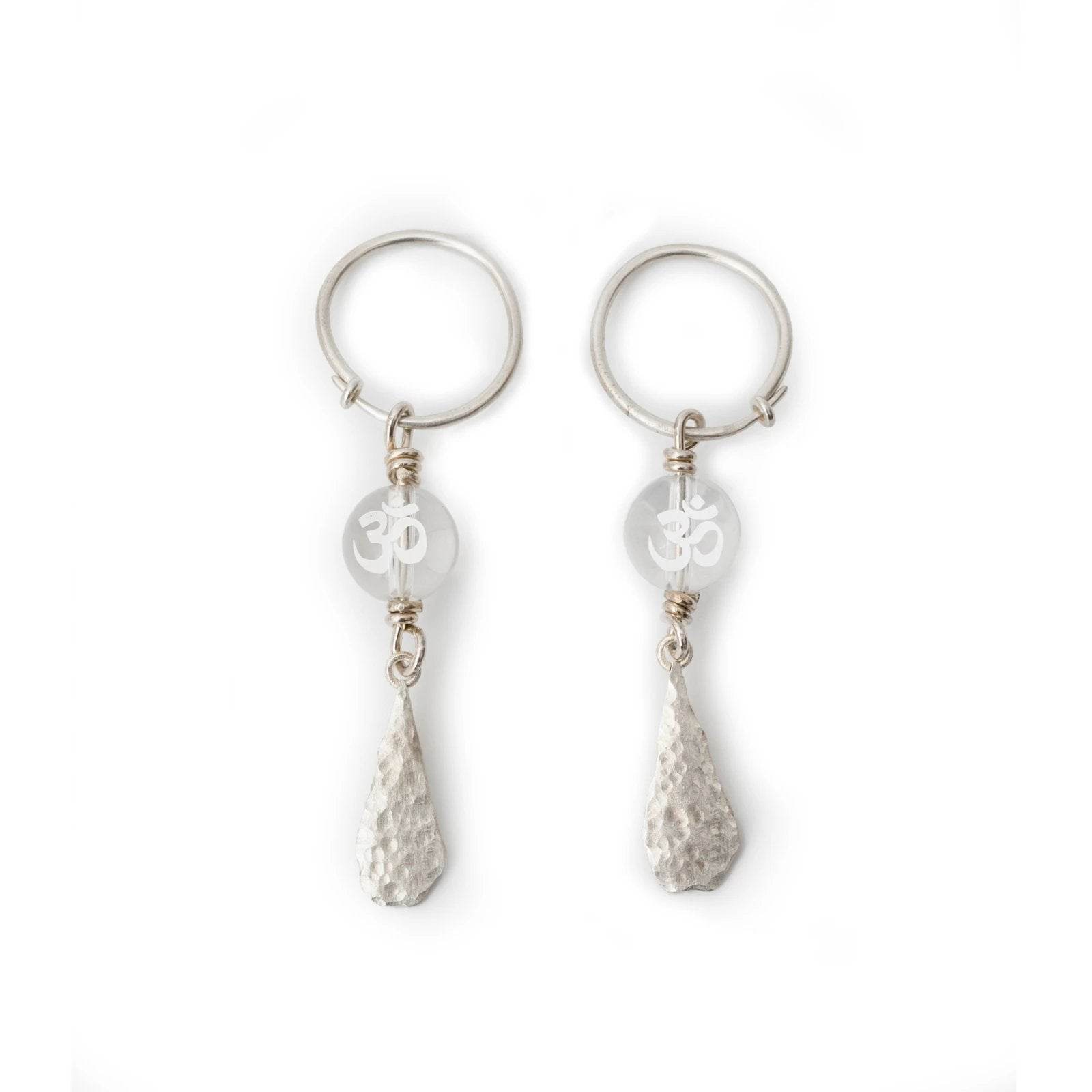 Om Symbol White Crystal Earring - Gandhanra-ART