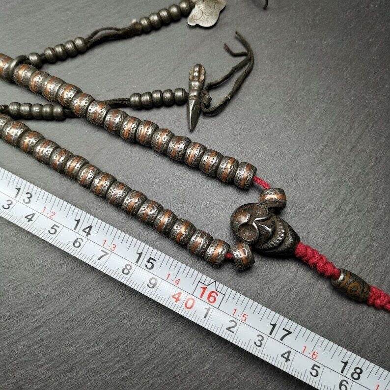 108 Cold Iron Mala Necklace, Prayer Beads - Gandhanra-ART