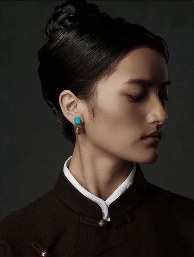 Turquoise Red Agate Earring - Gandhanra-ART