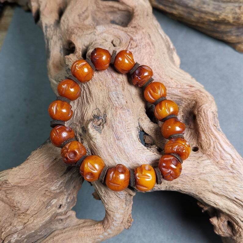 Wrist Mala Bracelet,10mm Skull - Gandhanra-ART