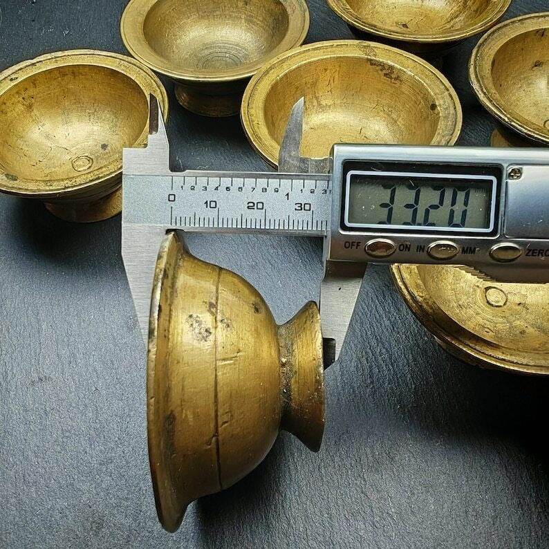 Buddhist Butter lamp / Water Offering Bowls,Yonchap Bowls - Tibetan Buddhist art, size reference