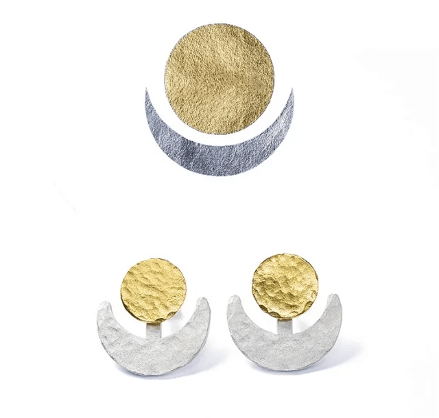 Sun and Moon Silver Earring - Gandhanra-ART