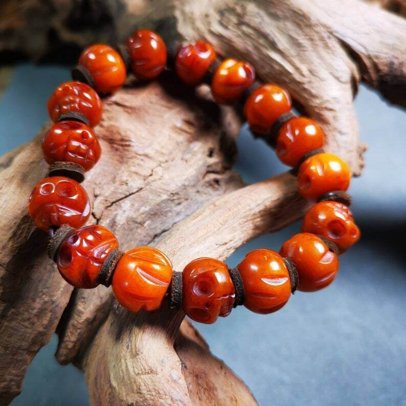 Wrist Mala Bracelet,10mm Skull - Gandhanra-ART