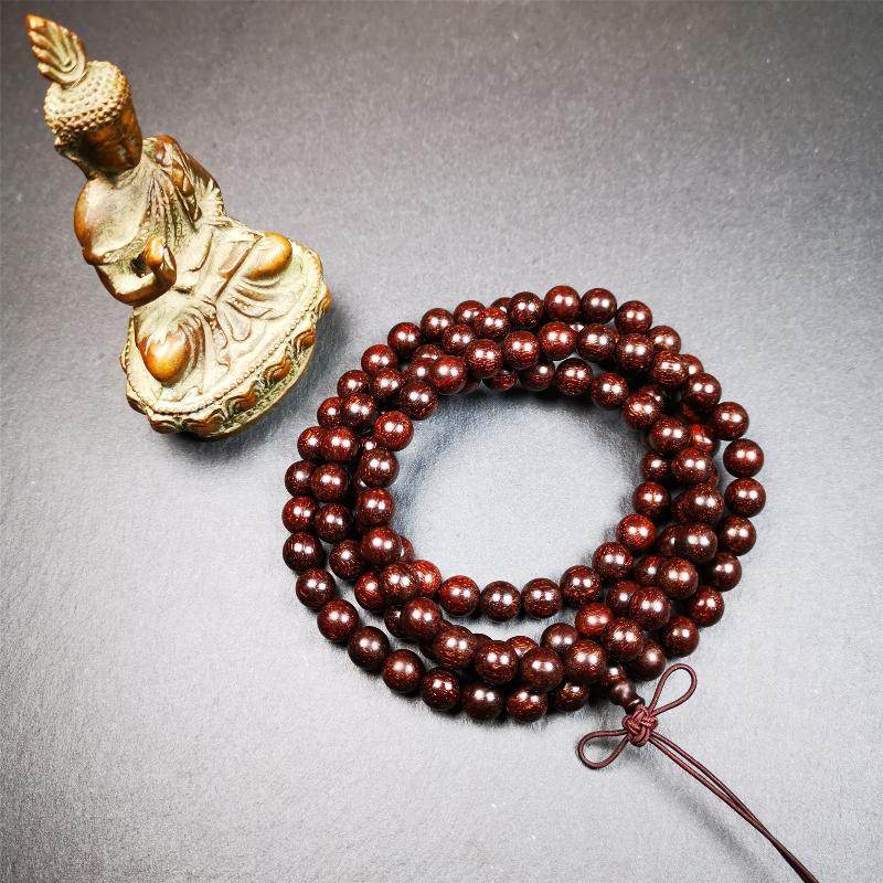 9mm Dalbergia Wood(Huanghuali) Mala,92cm - Gandhanra-ART