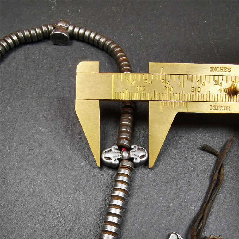 Gandhanra Handmade Tibetan Mala,Made of Cold Iron ,Old 108 Prayer Beads Necklace with Counters,Tibetan Rosary for Meditation,15"