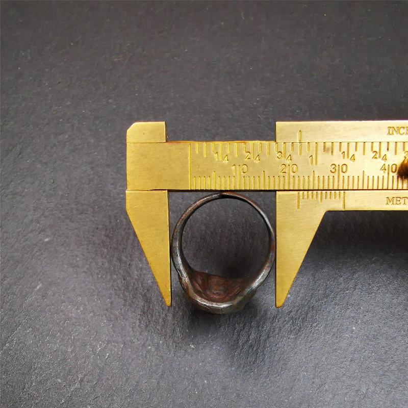 Gold Shankha Conch Ring 0.87" - Tibetan Buddhist art, size reference