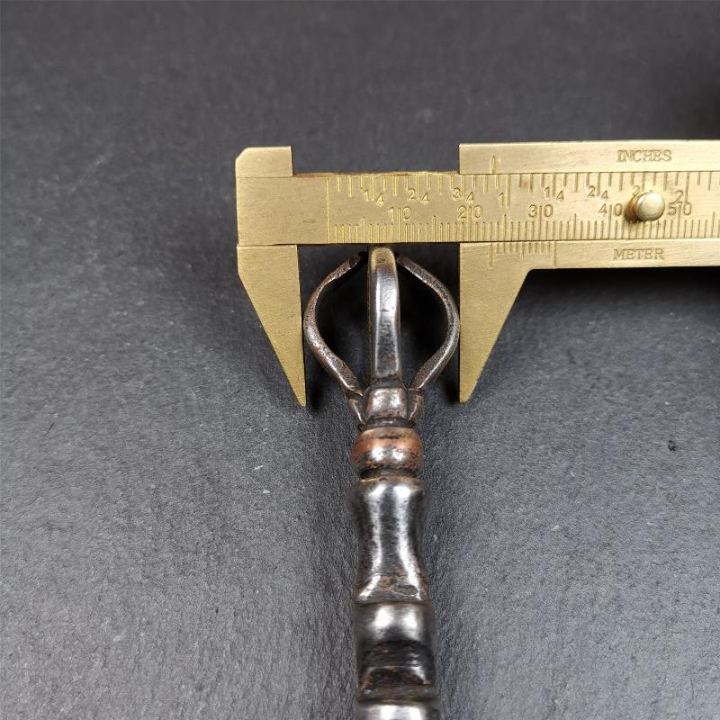 This ladder is handmade by Tibetan craftsmen and comes from Hepo Town, Baiyu County,Tibet, the birthplace of the famous Tibetan handicrafts. It's a ritual implement, made of cold iron, the shape is Tibetan Ladder of Heaven,a half vajra on the top.