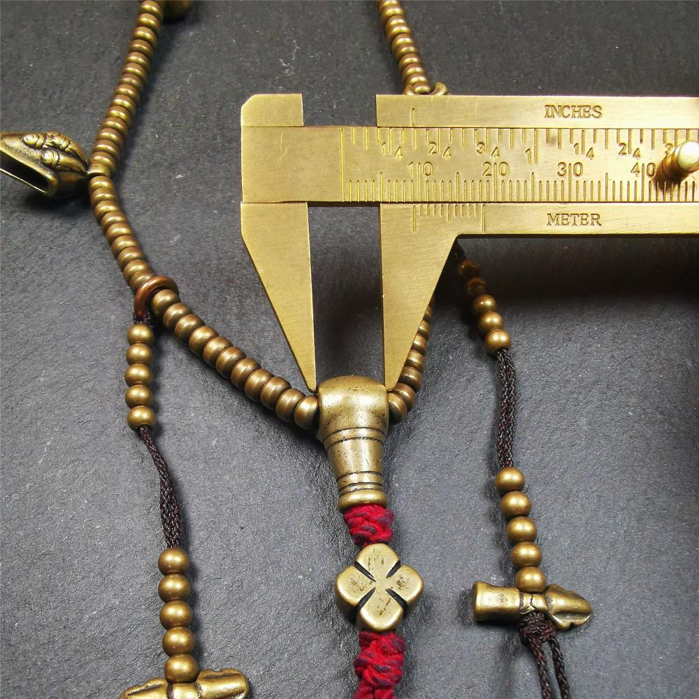 This mala was collect from Hepo Town Baiyu County Tibet 30 years ago, blessed in Yaqing Monastry. The necklace is made of lima brass, total 4 marker beads on it, and 1 set of bead counters ,very delicate and rare.