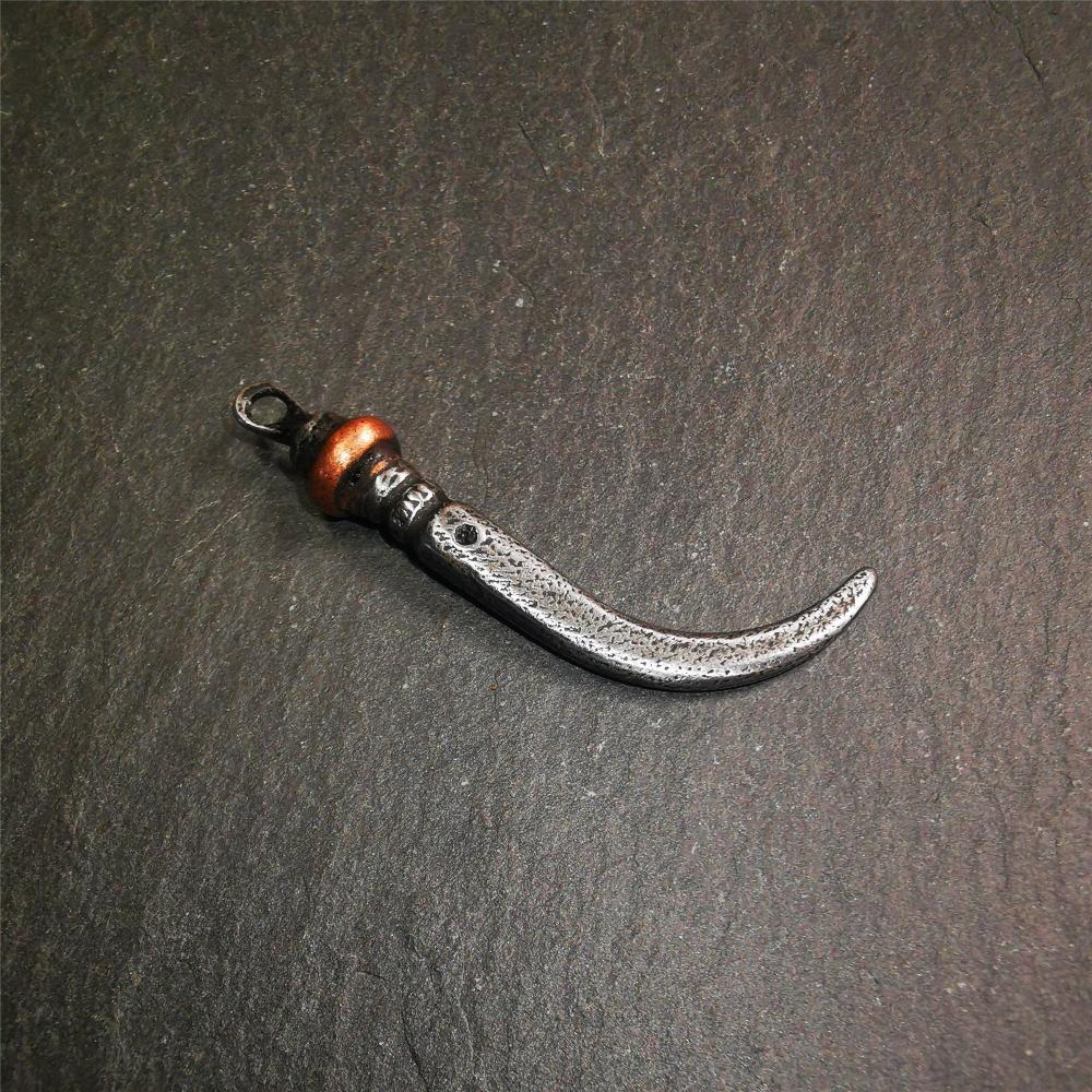 Handmade Tibetan Amulet ,Wolf Tooth Pendant with Leather Cord, 1.77"