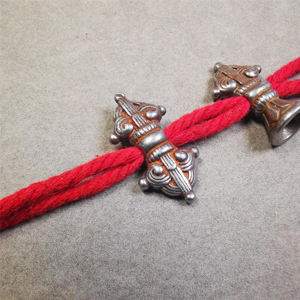 This pair of vajra and bell pendant are made by Tibetan craftsmen and come from Hepo Town, Baiyu County, the birthplace of the famous Tibetan handicrafts. You can make it as a mala pendant below the guru bead, or spacer bead on mala. Also can be use as neckalce pendant or keychain.