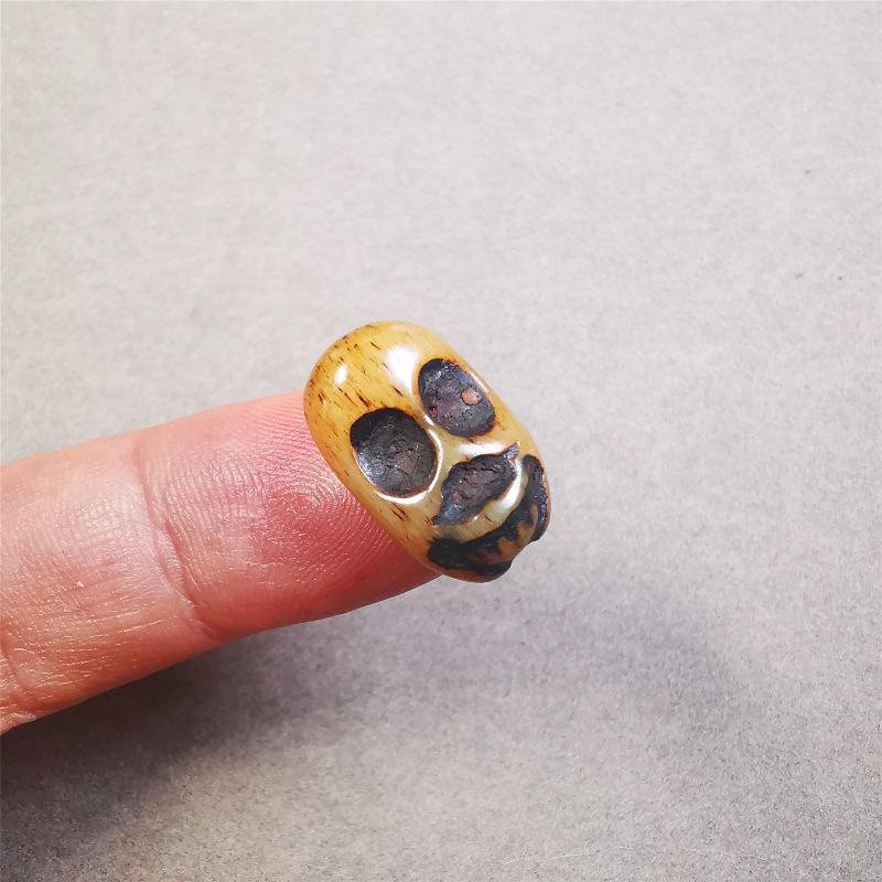This unique bone carved Skull Sitavana pendant is made by Tibetan craftsmen in Hepo Township, Baiyu County, the birthplace of the famous Tibetan handicrafts. You can use it as a spacer bead on mala,or pendant bead under guru bead. Also can be use as pendant or keych