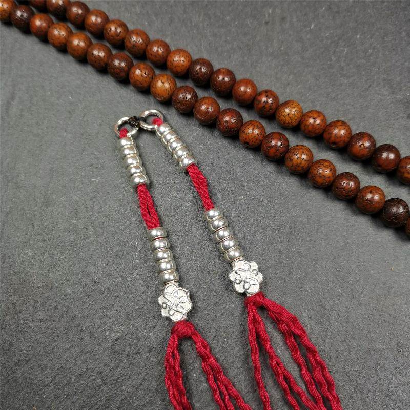 5mm Sterling Silver Prayer Bead Counters with Lucky Knot Pendant - Gandhanra-ART