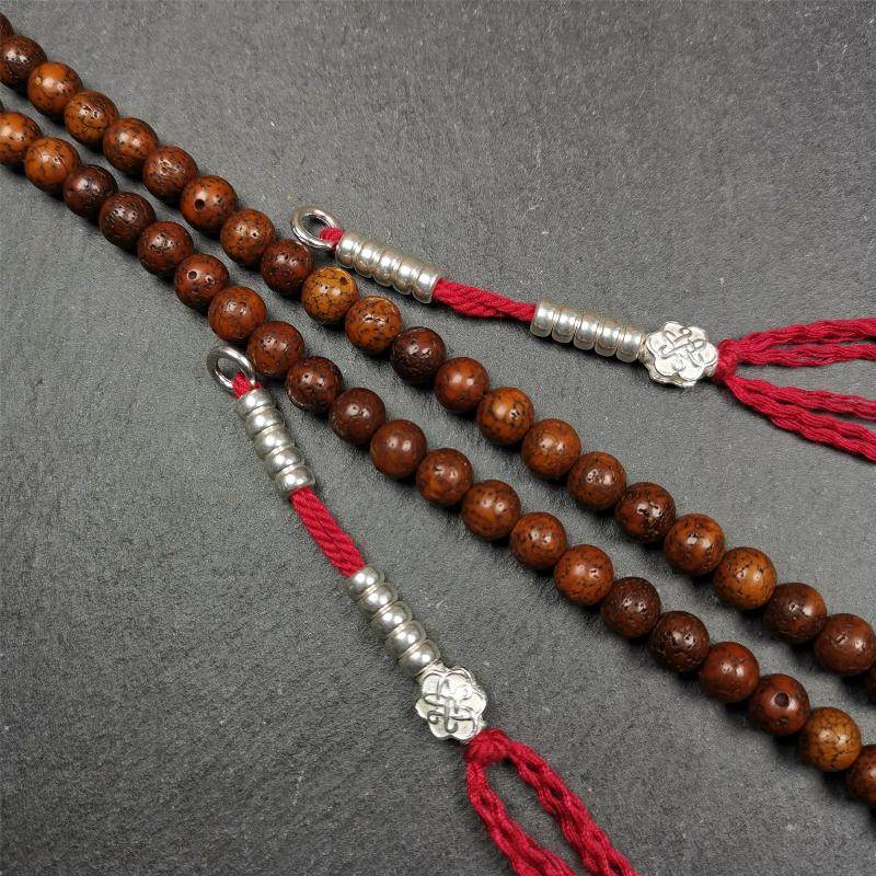 5mm Sterling Silver Prayer Bead Counters with Lucky Knot Pendant - Gandhanra-ART