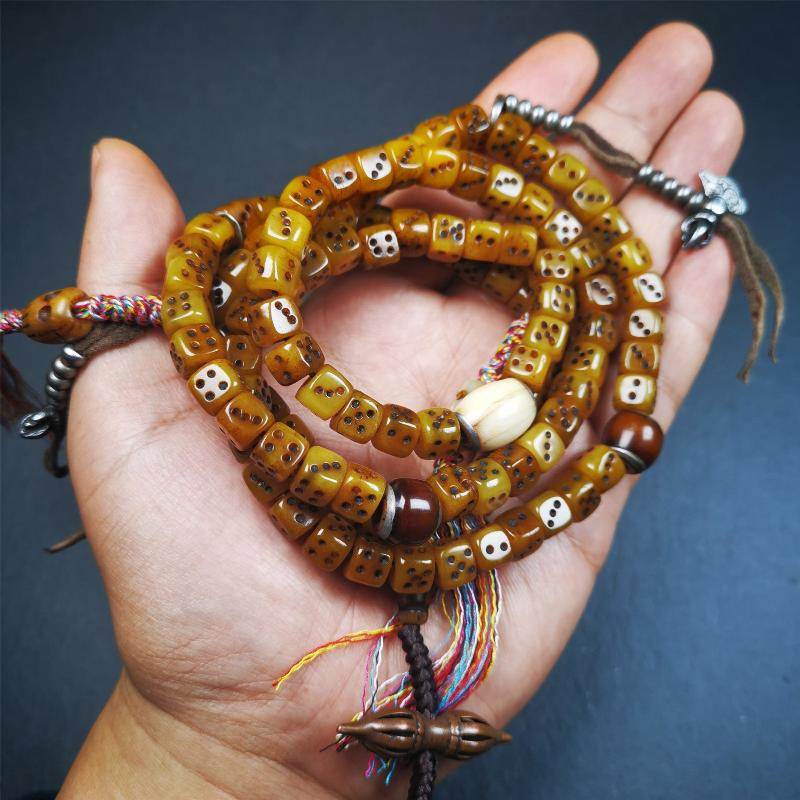 8mm Yak Bone Dice Mala,84cm - Gandhanra-ART