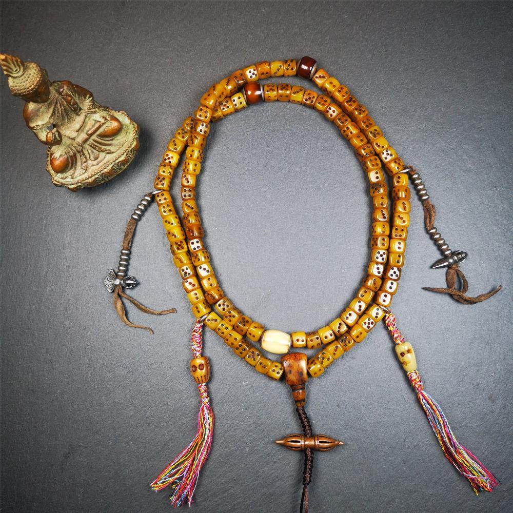 8mm Yak Bone Dice Mala,84cm - Gandhanra-ART