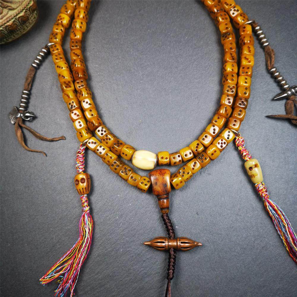 8mm Yak Bone Dice Mala,84cm - Gandhanra-ART