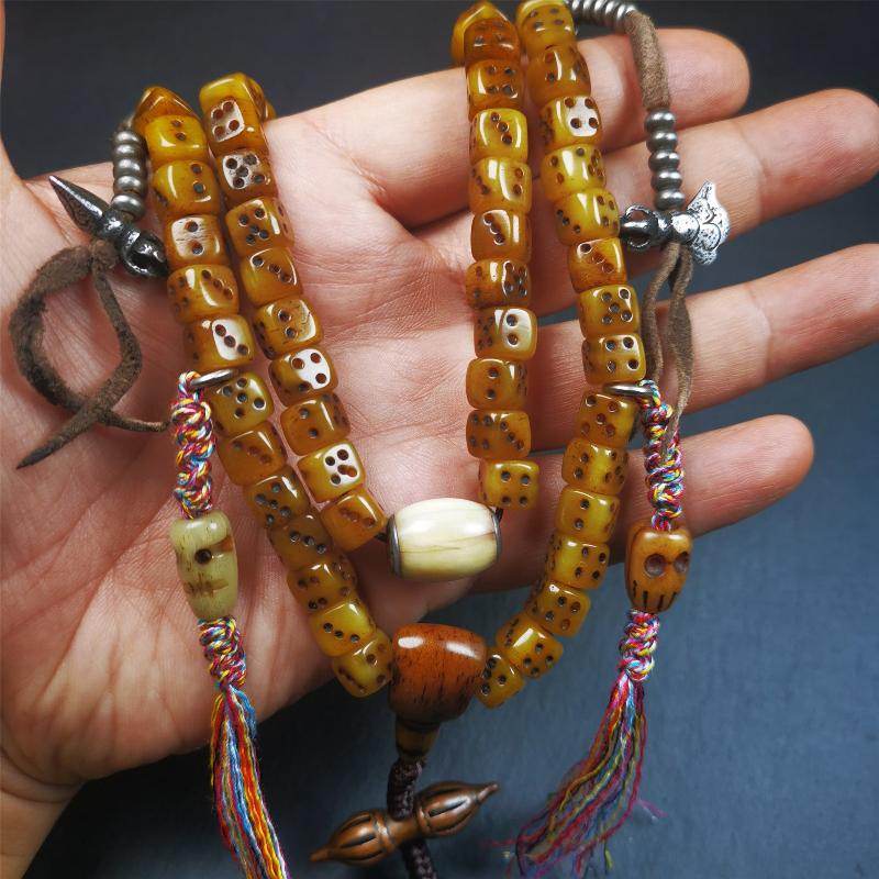8mm Yak Bone Dice Mala,84cm - Gandhanra-ART