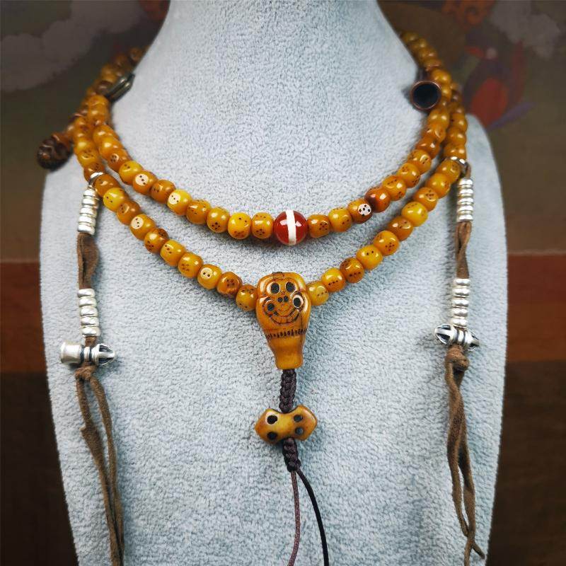 7mm Yak Bone Dice Mala,68cm - Gandhanra-ART
