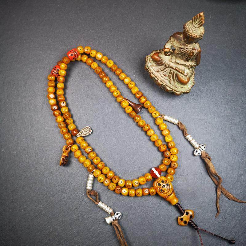 7mm Yak Bone Dice Mala,68cm - Gandhanra-ART