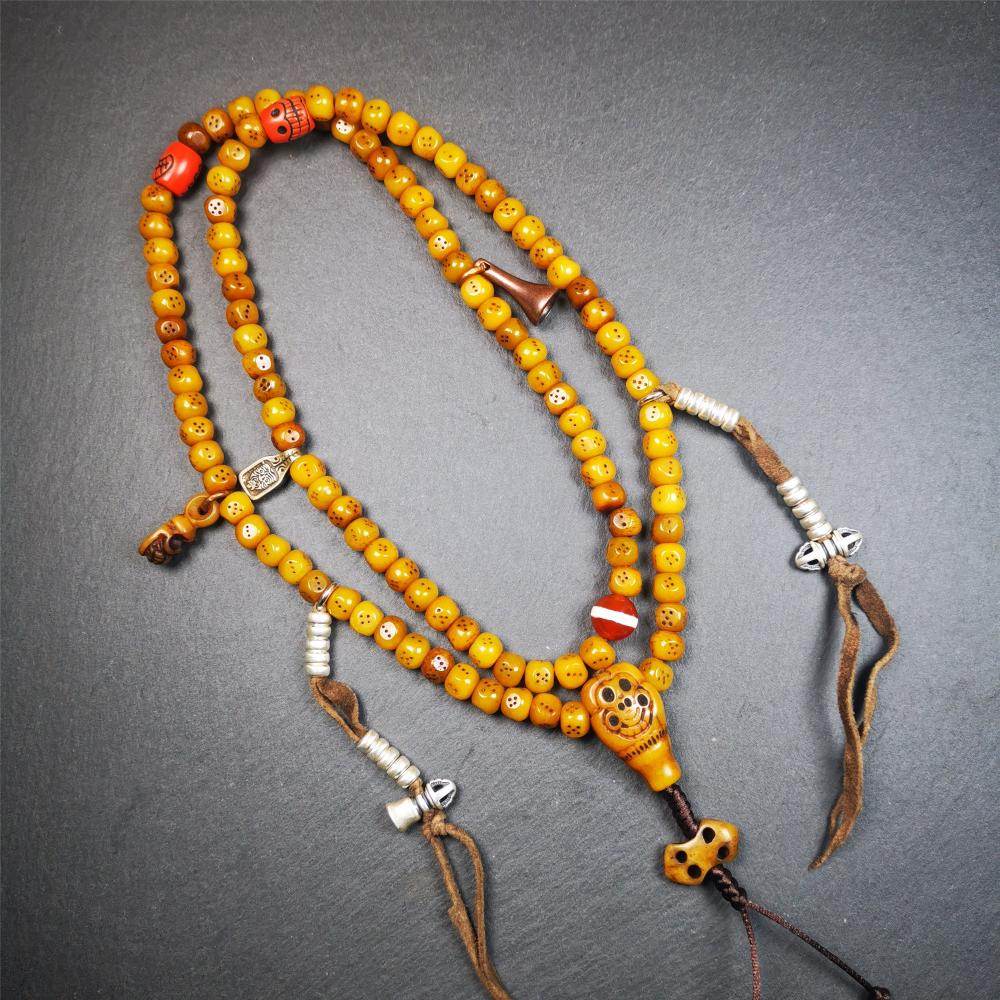 7mm Yak Bone Dice Mala,68cm - Gandhanra-ART