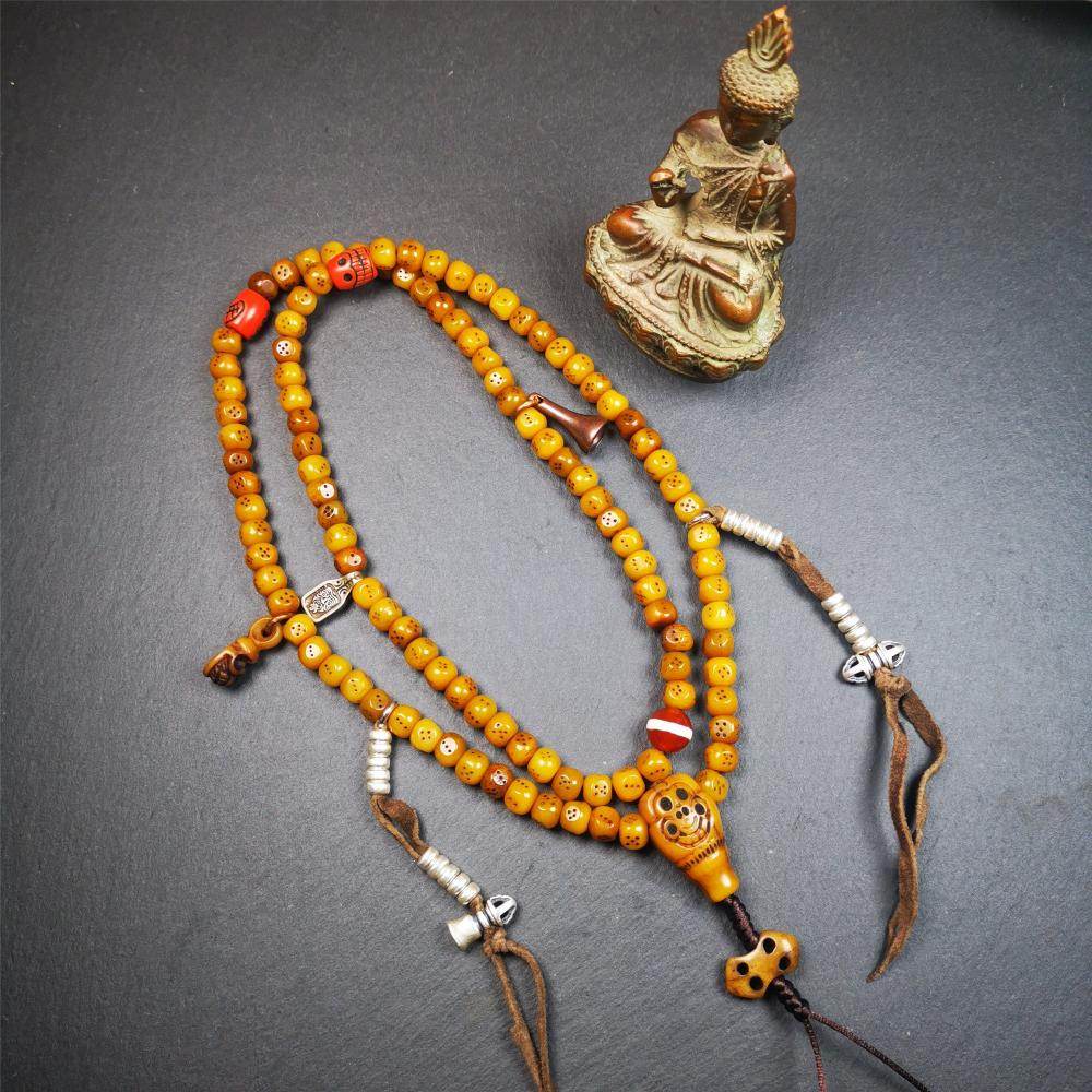 7mm Yak Bone Dice Mala,68cm - Gandhanra-ART