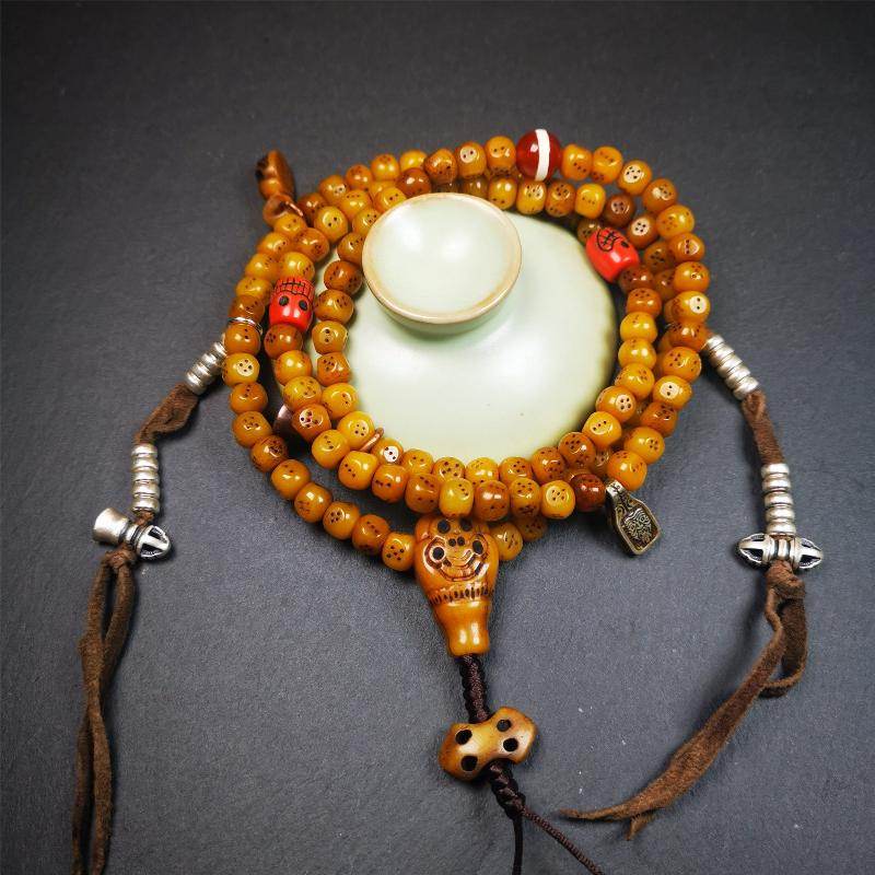 7mm Yak Bone Dice Mala,68cm - Gandhanra-ART