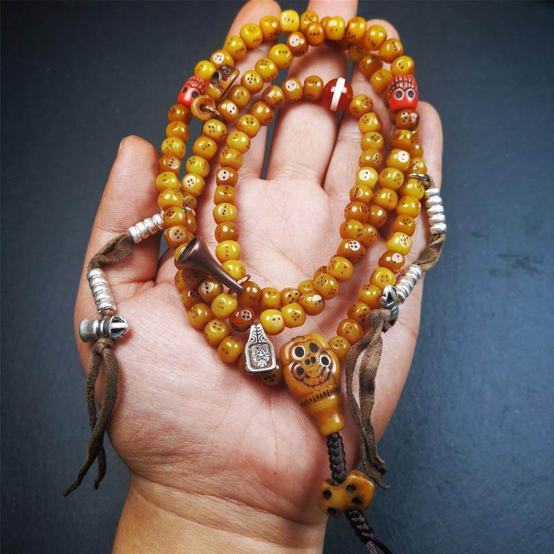 7mm Yak Bone Dice Mala,68cm - Gandhanra-ART