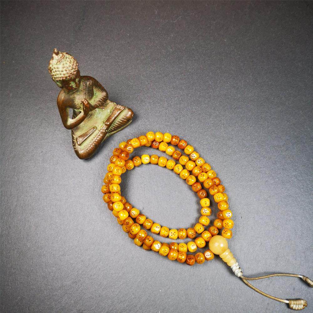 7mm Yak Bone Dice Mala,68cm - Gandhanra-ART
