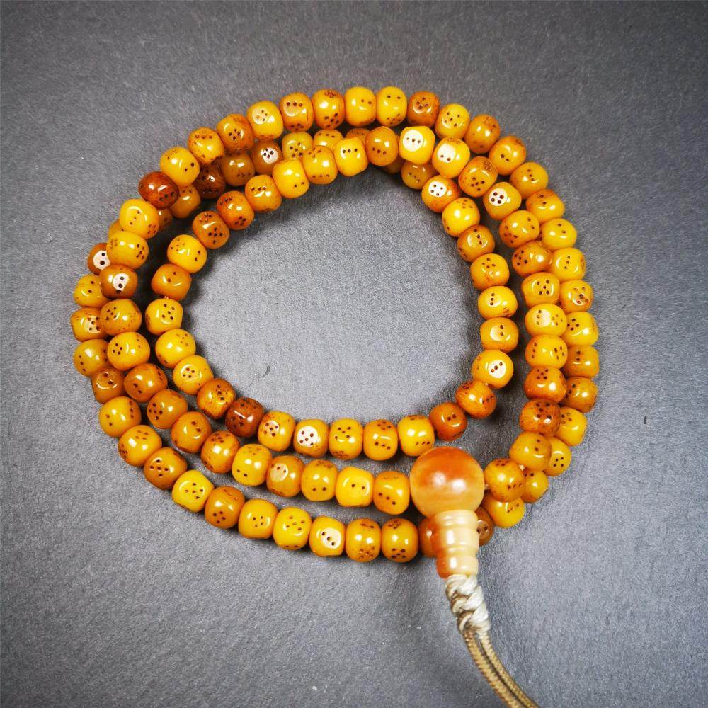 7mm Yak Bone Dice Mala,68cm - Gandhanra-ART