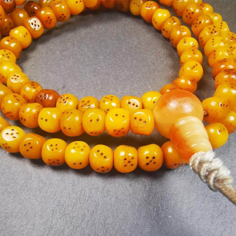 7mm Yak Bone Dice Mala,68cm - Gandhanra-ART