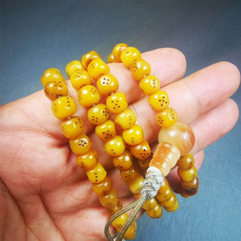7mm Yak Bone Dice Mala,68cm - Gandhanra-ART