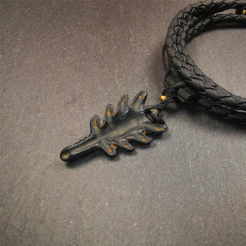 Amulet,Obsidian Carved Scorpion Guru of Padmasambhava Pendant,1.3"