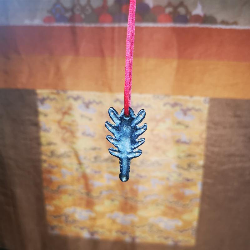Amulet,Obsidian Carved Scorpion Guru of Padmasambhava Pendant,1.3"